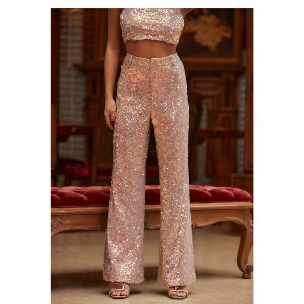 NEW 12th Tribe Marina Mermaid Pink Sequin Trousers Medium